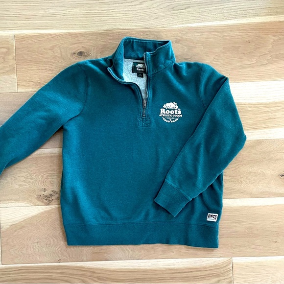 ROOTS Green Quarter Zip Pullover - Picture 1 of 6